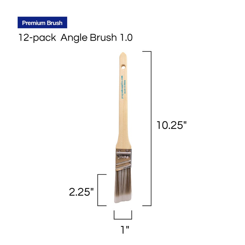 Pro-Grade 12PK 1 inch Angle Brush Premium Wall/Trim House Paint Brush Set Great for Professional Painter and Home Owners Painting Brushes for Cabinet Decks Fences Interior Exterior & Commercial Paintbrush. - Image 4
